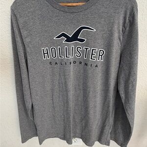 Trendy Retro Y2K Hollister Charcoal Heather Sleep Long Sleeve TShirt Size S Logo